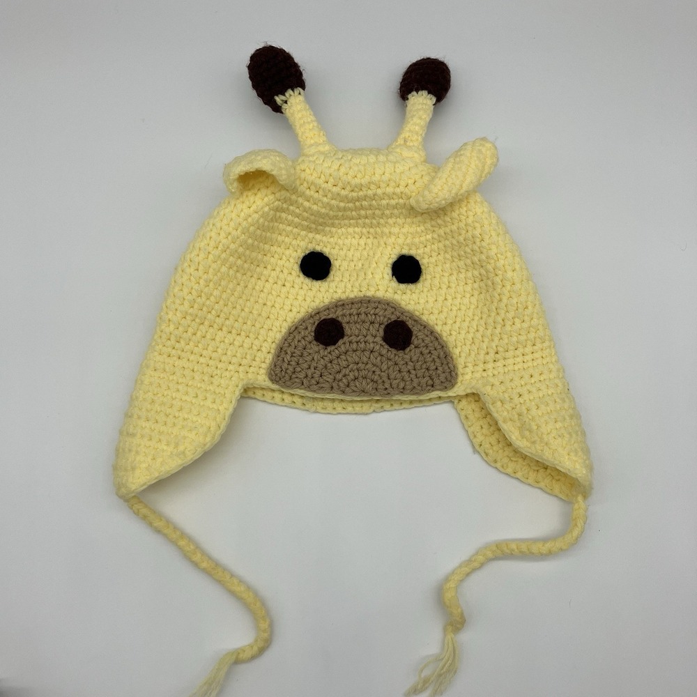 Seattle Hats Hand Made Crochet Giraffe Cap Hat Beanie Flaps Boy/Girl Large‎